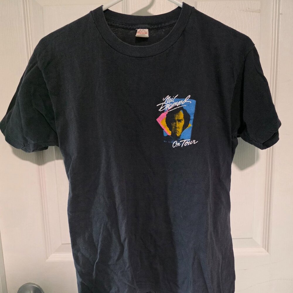 RARE! Vintage 1980's Neil Diamond On Tour Black T-Shirt